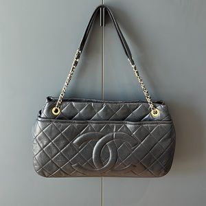 Chanel large Hobo black caviar leather